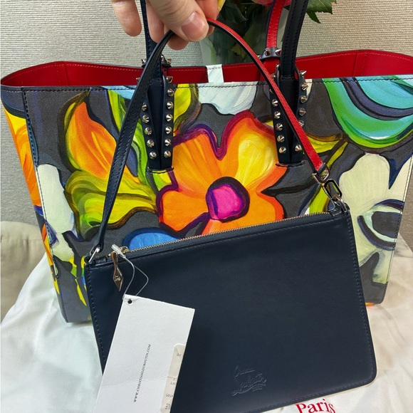 Christian Louboutin Silver Multi Floral Cabata Tote Bag - NWT Retail $1790 - Picture 4 of 15
